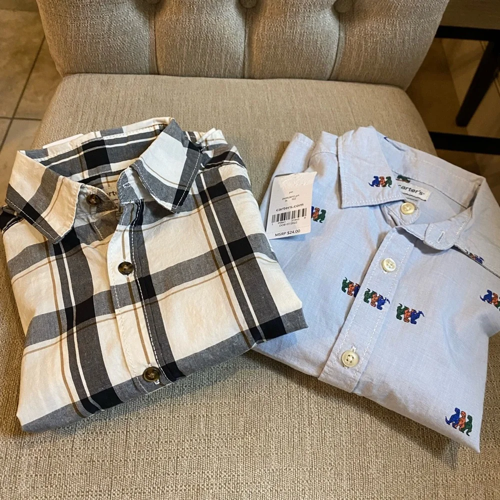 Carters NWT Bundle of (2) OshKosh Button Down  Long Sleeve Shirts - Sz 3T